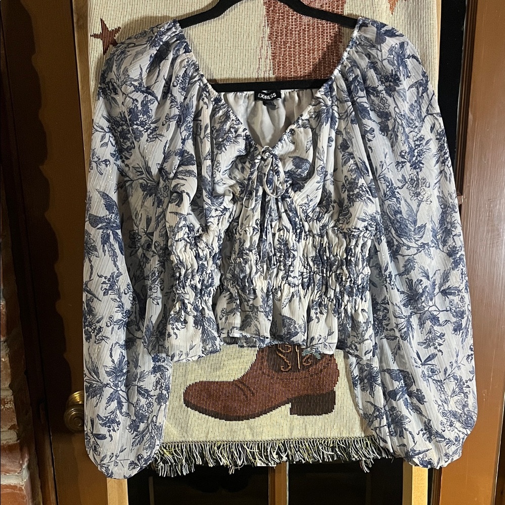 Express Blue Floral Blouse